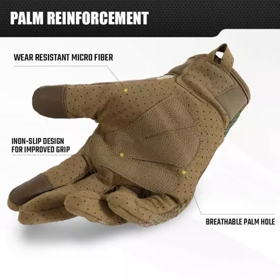 Tactical Gloves for Men Breathable Flexible Touch Screen Full Finger Gloves NEW