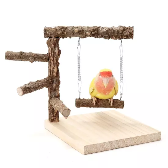 Bird Perch Stand Tabletop,Natural Pricklyash Wood Parrot Playground,Bird Acti...