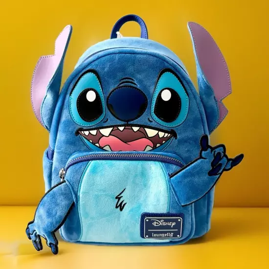 Loungefly Disney Lilo & Stitch Figural Fuzzy Stitch Mini Backpack.