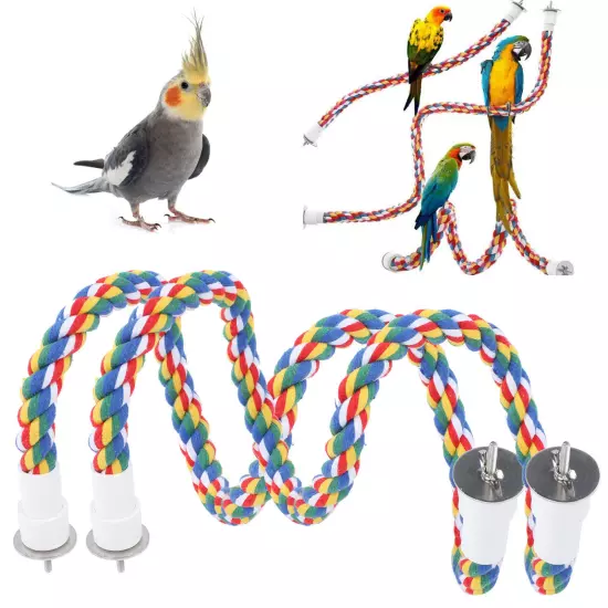 2Pcs Bird Rope Perches Brightly Colored Chew Toy Swings Spir AD5