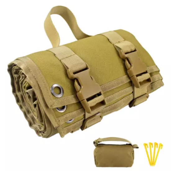 Non-Padded Shooting Mat Molle Roll-up Shooter Range Pad with Gun Rest Sand Bag