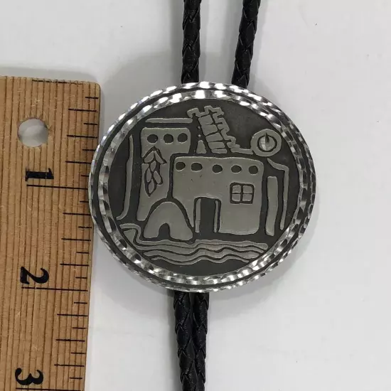 Southwest Bolo Tie Pueblo Design Braided Leather