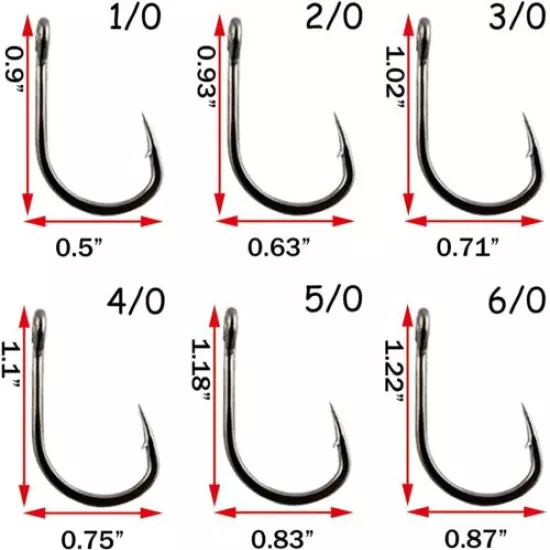 40Pcs Live Bait Circle Hooks Stainless Steel Saltwater Fishing Hook Size1/0-12/0