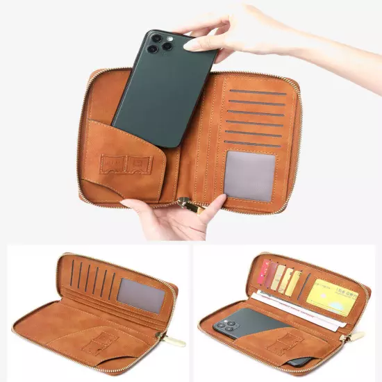 Leather Passport Holder Women Rfid Blocking Travel Wallet Document Organizer USA