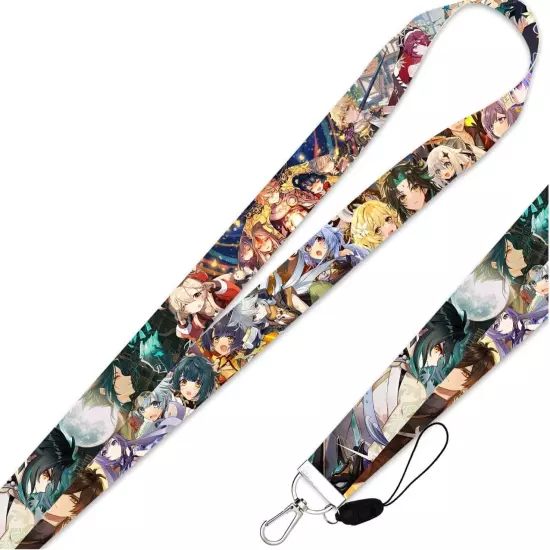 Anime Lanyard Genshin Impact Keychain with ID Card Holder Neck Phone Strap