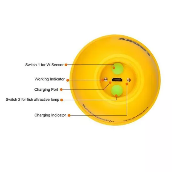 Rechargeable Fish Finder FF1108-1CWLA/CT Sonar Sensor Max 45M Water Depth