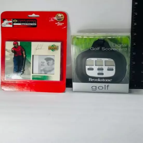 Tiger Woods Magnetic Photo Frame & Brookstone Electronic Golf Scorecard ~ Set #1