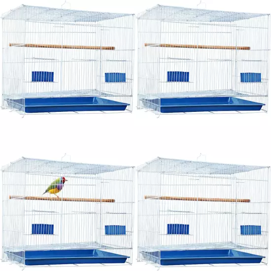 Foldable Metal Bird Cage Food Boxes Standing Posts Small Parrots White Iron Pcs