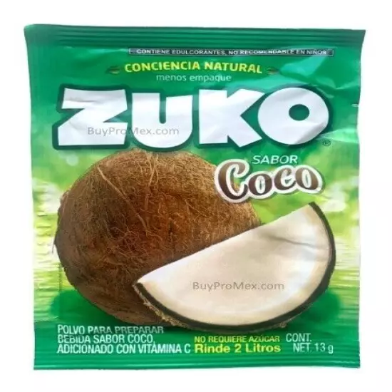 12-Pk ZUKO Coco/ Coconut ZUKO Powder Drink Flavor 13g/.45oz