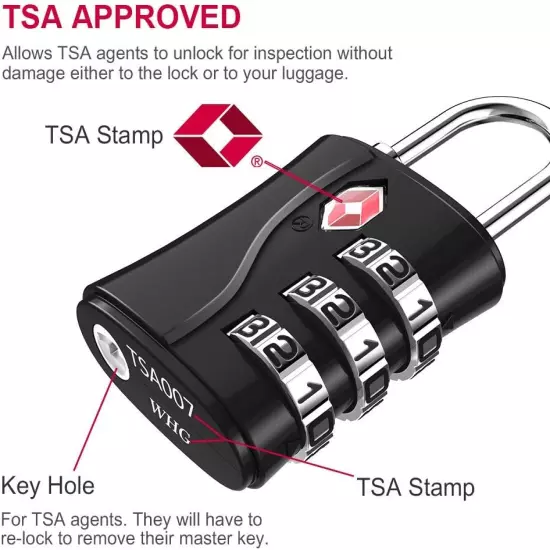 Luggage Locks TSA Approved, Small Padlock for Travel, Suitcase, Backpack, Laptop