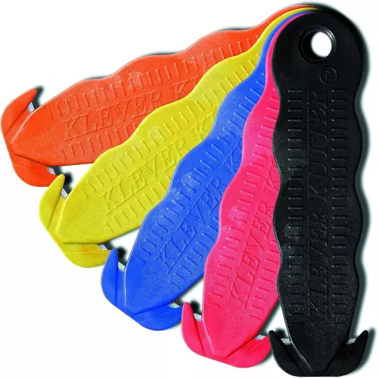 Box Knife Klever Kutter Safety Utility Package Cutter, Assorted Colors, 5-Pack