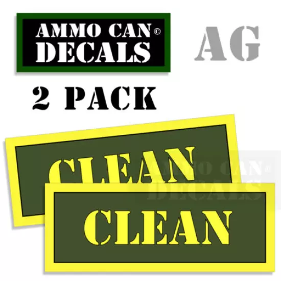 CLEAN Ammo Can Decals Ammunition Ammo Can Labels 3"x1.15" Army Green Color