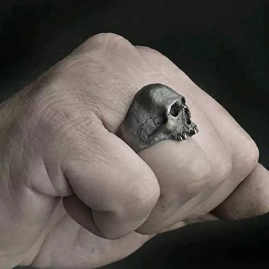 Black Horror Skull Ring Men's Jewelry Vintage Punk Biker Ring Males' Gift