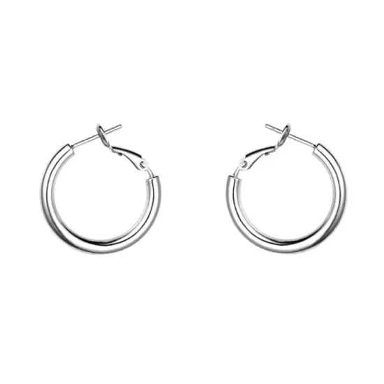 Women 925 Silver Plated Round Large Thin Swivel Clasp Hoop Earrings 30mm K35A