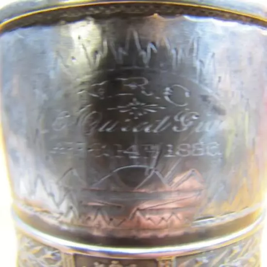 1886 NRC NEWPORT RIFLE CLUB Award Trophy Silver Plate Goblet Mountain Scene