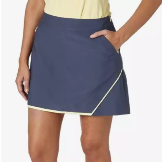 SLAZENGER ASYMMETRICAL WOVEN GOLF SKORT,SLASH ZIP POCKETS,BACK POCKETS,LOGO,SZ.8