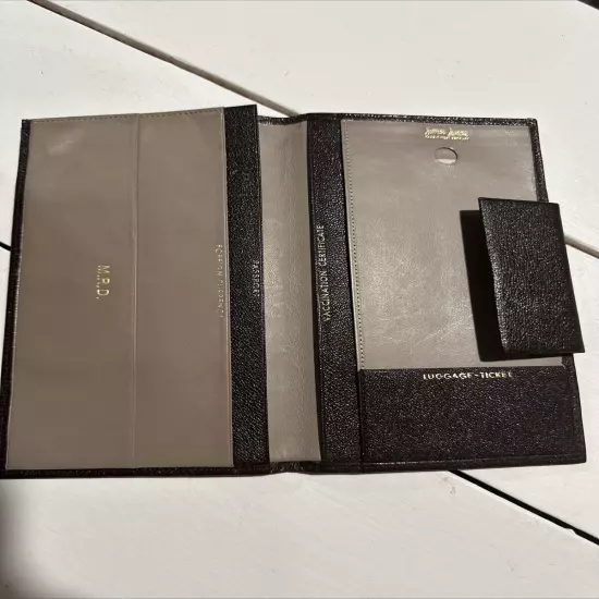 Neiman Marcus Leather Passport Cover Brown Snap Closure, Room For Currency &More