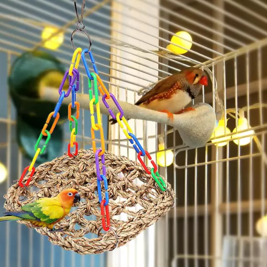 Pet Bird Hanging Toy Parrot Parakeet Budgie Cockatiel Cage Hammock Swing Toy