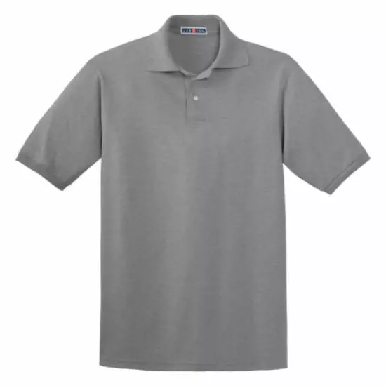 Jerzees Men's Short Sleeve Rib Knit Two-Button Placket Sport Polo Shirt. 437M