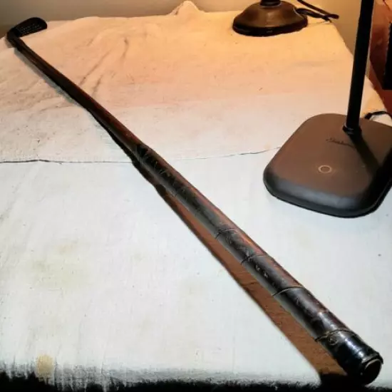 ANTIQUE WARRANTED HAND FORGED STEEL SPECIAL JIGGER GOLF CLUB WITH WOODEN SHAFT