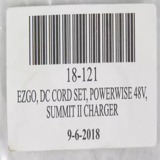 EZGO 18-121 DC Cord Set,PowerWise 48V Summit Charger II w/8.5' DC Cord Nivel New