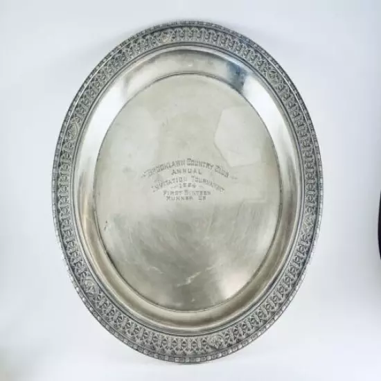 Antique 1924 Brooklawn Country Club Invitational Sterling Golf Trophy Tray