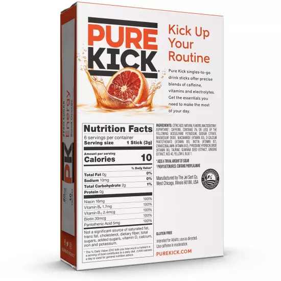 Pure Kick Energy Singles To Go Drink Mix Blood Orange Includes 12 Boxes wit