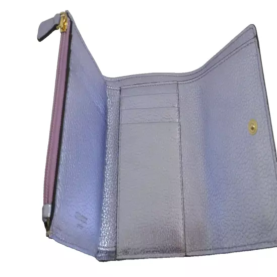 Jimmy Choo Wallet Small Trifold NWT Loni Mauve Lilac Shiney Leather Retail $550