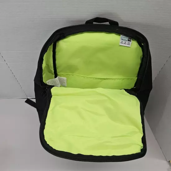 Puma Backpack Back To School Bag Black Lime Green Padded Multi Pocket Travel Gym