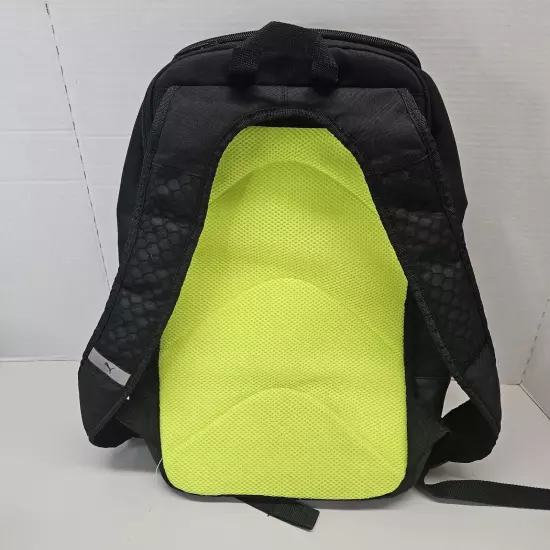 Puma Backpack Back To School Bag Black Lime Green Padded Multi Pocket Travel Gym