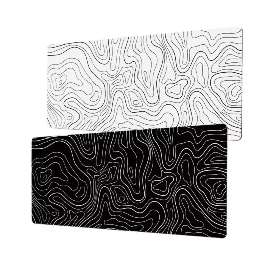 Topographic Mouse Pad Mat Gaming Large Long Extend Black/White Mousepad-Big