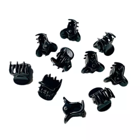 10pcs Black Mini Hair Clips Small Hair Claw Hair Clamps 1.5cm Hair Plastic