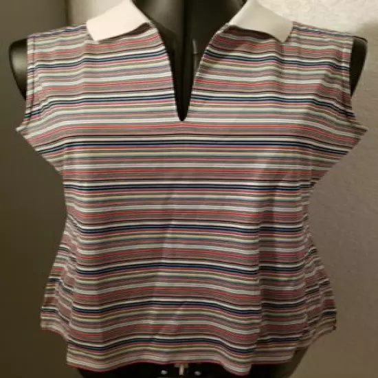 NWOT Fairway & Green, striped sleeveless Golf Polo Shirt Women's 100% cotton