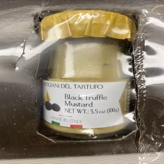 Artigiano Del Tartufo Black Truffle Wood Gift Box Sauce, Mustard, Salt, Oil