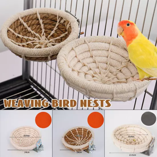 Parrot Bird Hanging Bed Swing Platform Sleeping Summer Nest Metal W/mat Round 1x