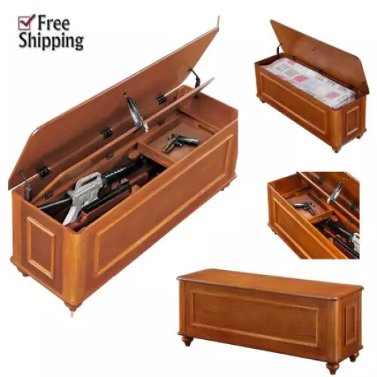 Gun Concealment Bench Cabinet 5 Rifles Storage Shotgun Firearm Foot Chest Rack