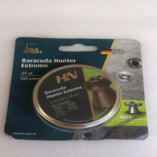 H&N Baracuda Hunter Extreme pellets .25 cal 6.35 mm 1.83 grams 28.24 gr 150 pcs