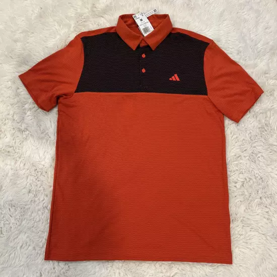 Adidas Sz M Core Colorblock Polo Bright Red Golf Mens HZ0420 $65