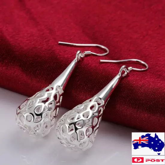 New 925 Sterling Silver Filled Filigree Drop Dangle Earrings Cute 