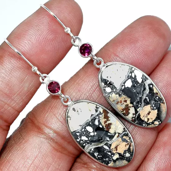 Maligano Jasper - Indonesia & Ruby 925 Sterling Silver Earrings Jewelry E-1002