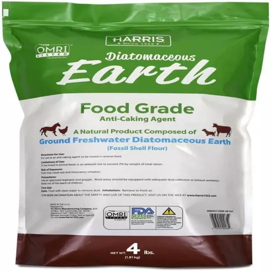 Diatomaceous Earth Food Grade, 4Lb with Powder Duster Included in the Bag