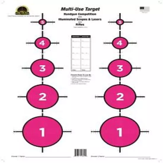 Competition Accuracy Shooting Target Pad- 25 single targets Fluorescent Pink