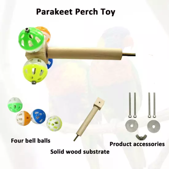 PINVNBY Bird Perch Stand Toy with Rotating Balls, Parakeet Perch Toy Bird cag...