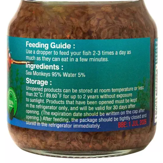 Sea Monkeys (Artemia, Brine Shrimp) Sterilize for Feeding Medium and Adult Fish