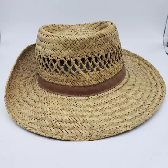 Summer Club Men’s Straw Hat Australian Styled. Size Large. Kangaroo Logo on band