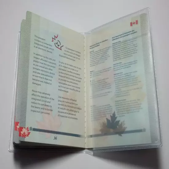 Canadian Canada Clear Plastic Vinyl Passport Cover Protector Holder