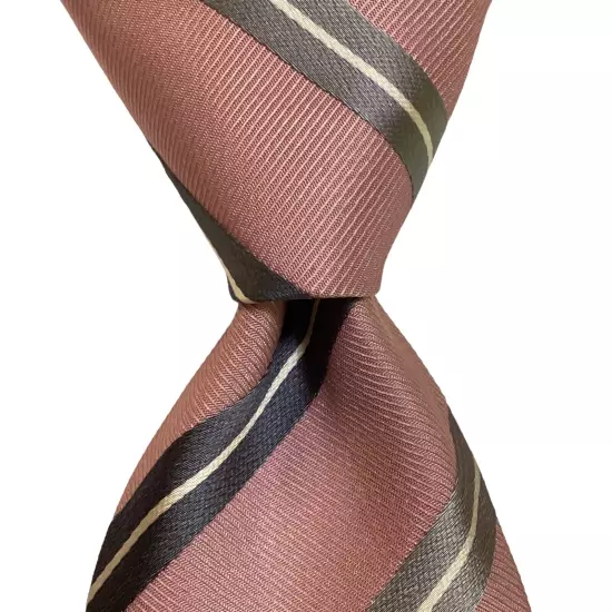 DONALD TRUMP President Signature Collection Silk Necktie STRIPED Pink/Gray GUC