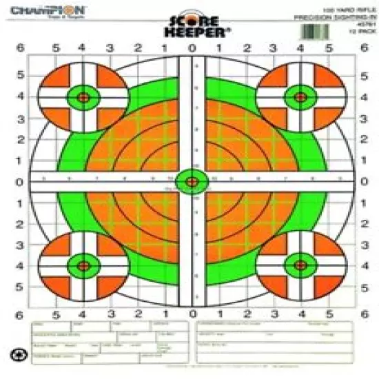 Champion Score Keeper Paper Target Fluorescent /Orange Green Bull 100/Pack 45731