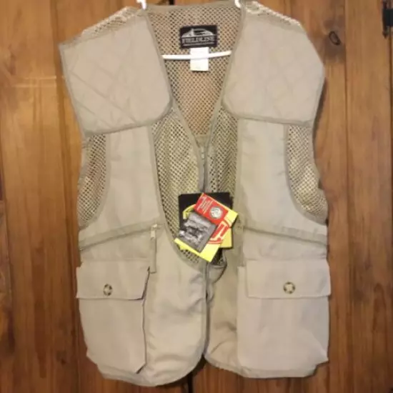 Field Line Hunting Vest Large Tan NTW Zipper Closure Vented Padded Shoukders