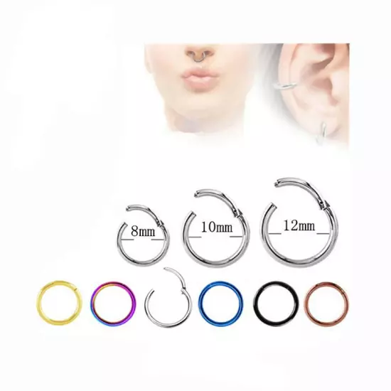 Surgical Steel Hinged Segment Hoop Ring Sleeper Lip Ear Nose Body Piercing 1PC